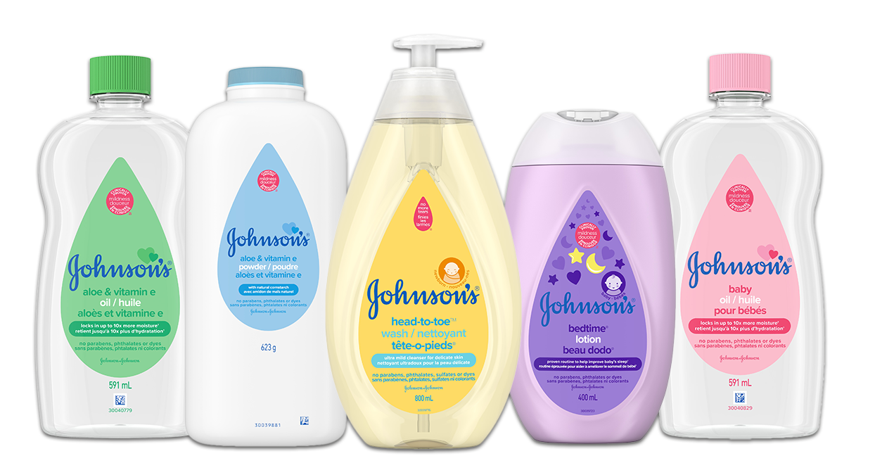 A group of Johnson's Baby products